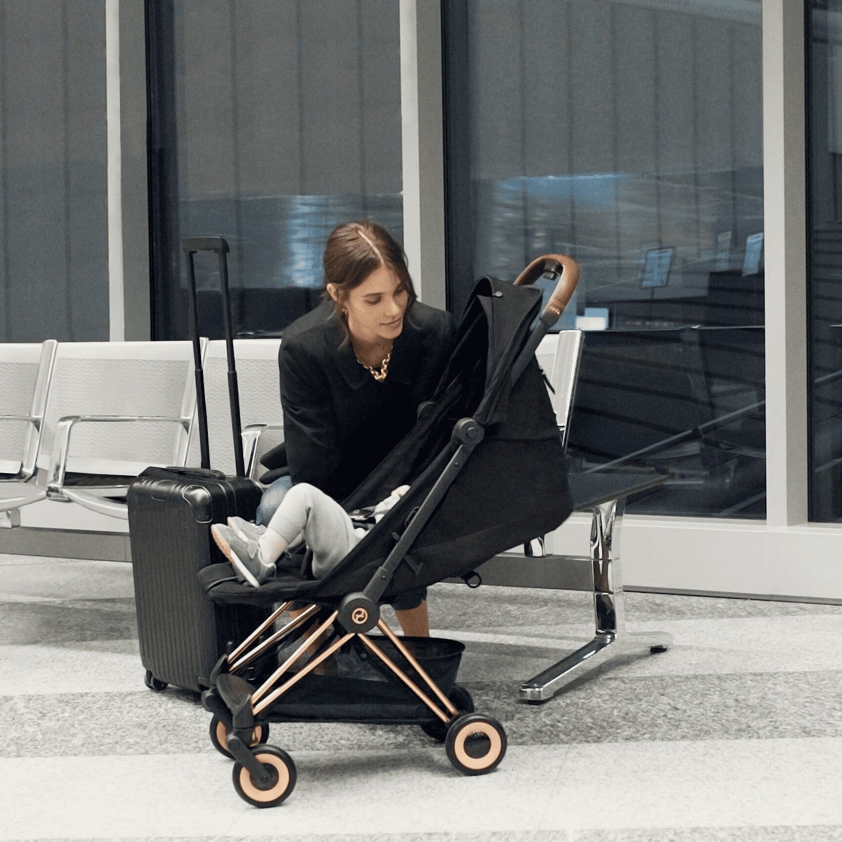 Cybex Coya Stroller Matte Black/Peach Pink - Luna Baby Store Miami