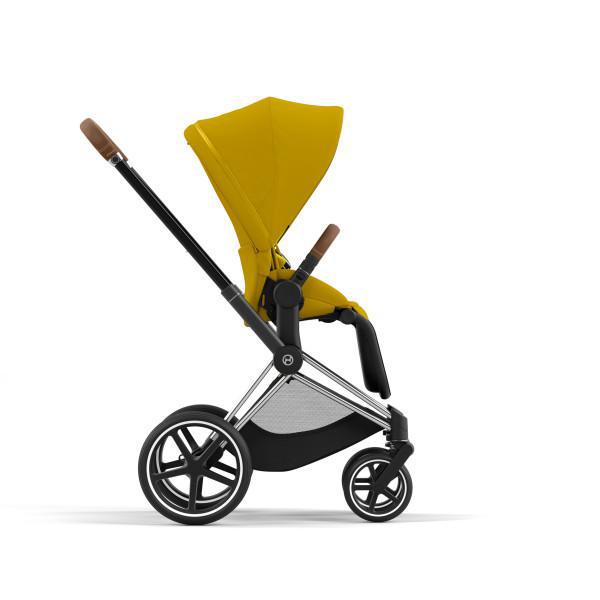 Cybex Priam 4 Stroller - Chrome/Brown Frame and Mustard Yellow Seat Pack