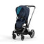 Cybex E-Priam 2 Stroller - Chrome/Black Frame and Nautical Blue Seat Pack